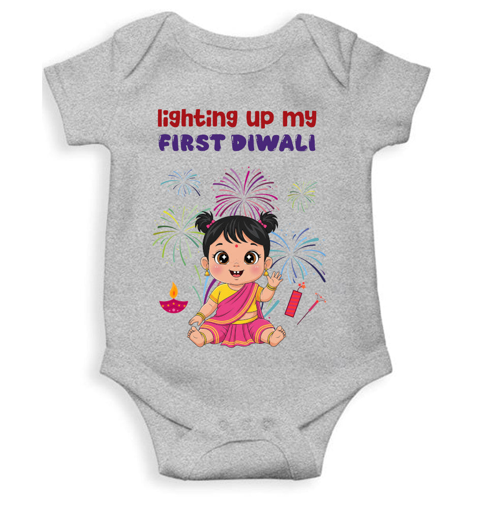 Lighting Up My First Diwali Rompers for Baby Girl- FunkyTeesClub