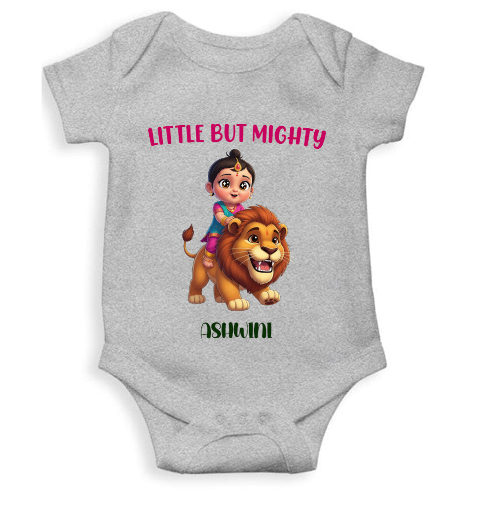 Custom Name Little But Mighty Durga Pooja Rompers for Baby Girl- FunkyTeesClub