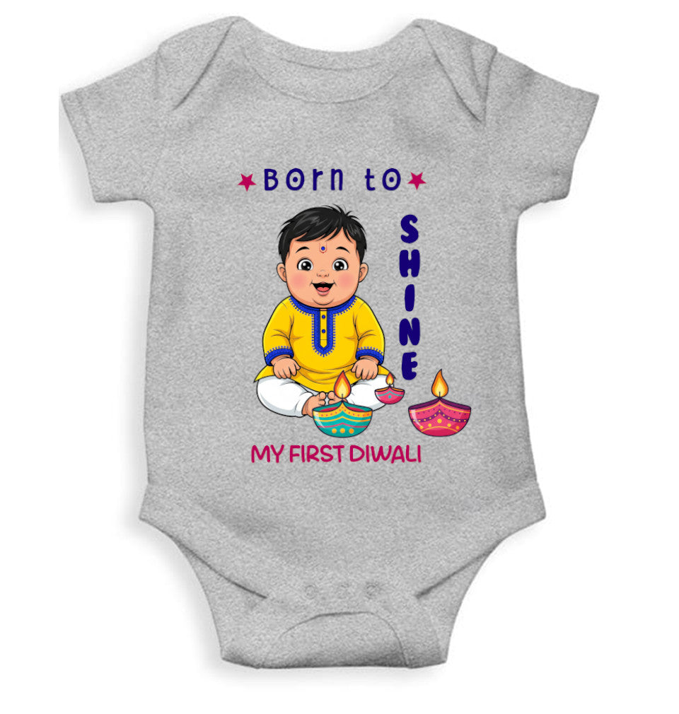 Born To Shine Diwali Rompers for Baby Boy- FunkyTeesClub