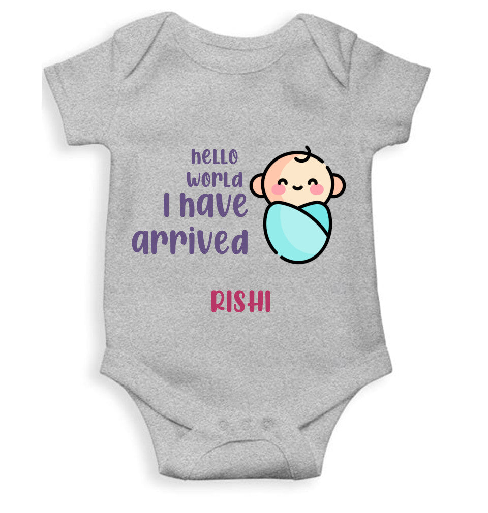Custom Name Hello World I Have Arrived New Born Rompers for Baby Boy- FunkyTeesClub