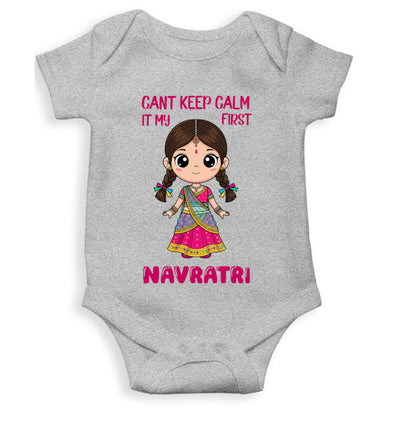 Can't Keep Calm It's My First Navratri Rompers for Baby Girl- FunkyTeesClub