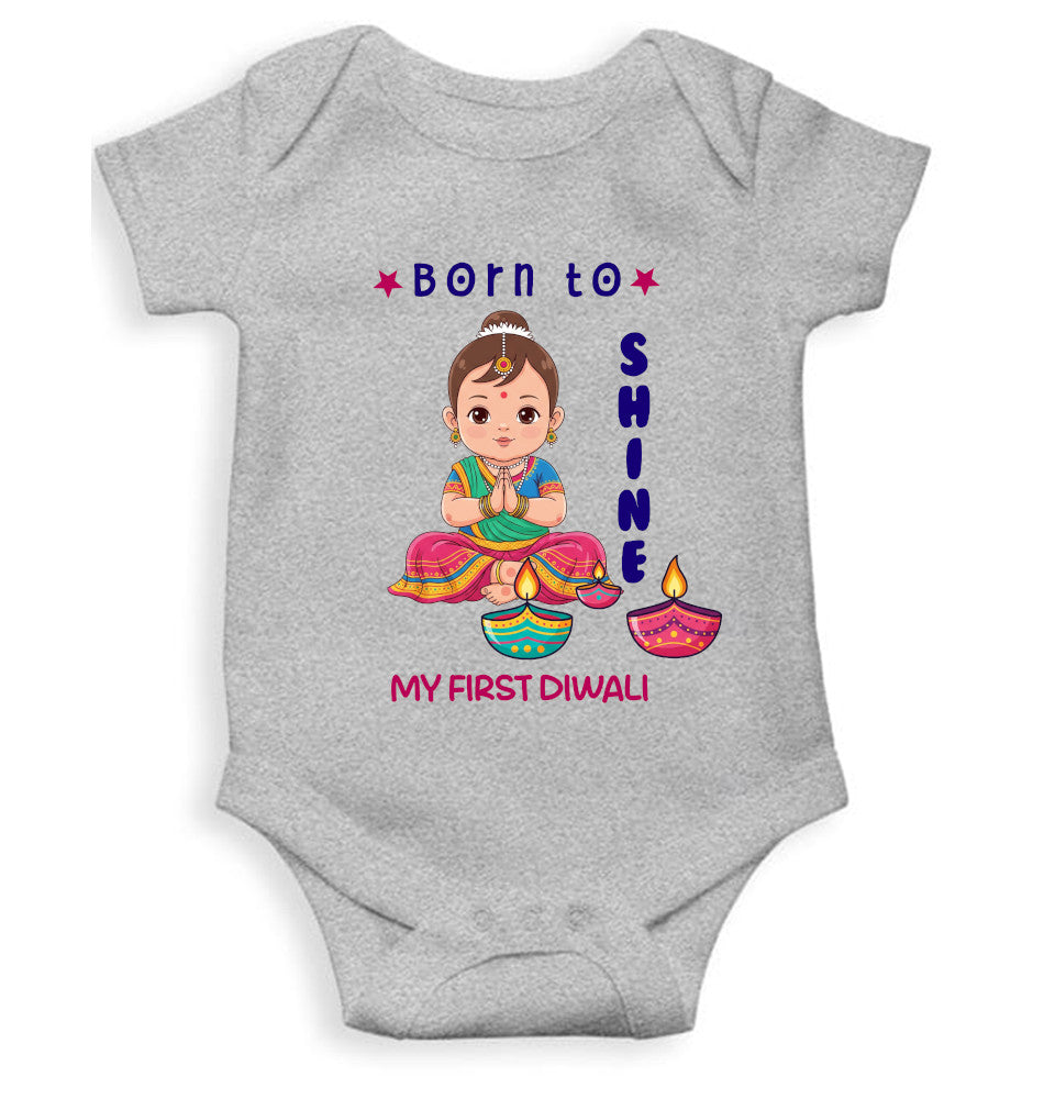 Born To Shine Diwali Rompers for Baby Girl- FunkyTeesClub