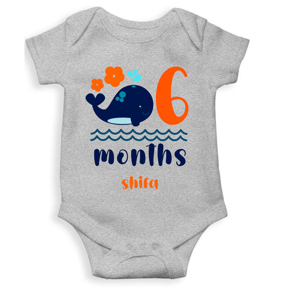 Custom Name Sixth Month Rompers for Baby Girl- FunkyTeesClub