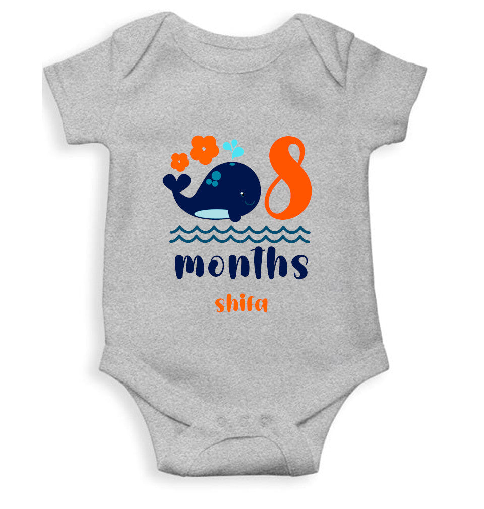 Custom Name Eighth Month Rompers for Baby Girl- FunkyTeesClub