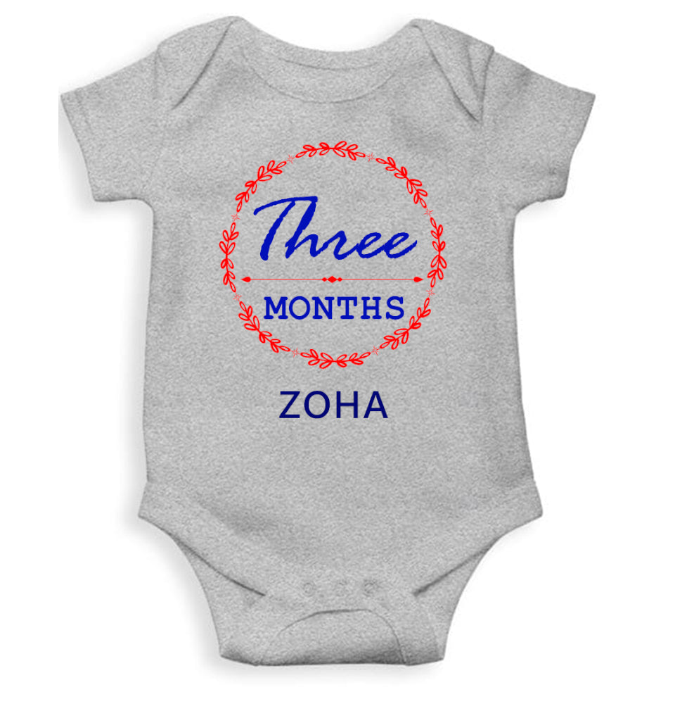 Custom Name Three Months Rompers for Baby Girl- FunkyTeesClub