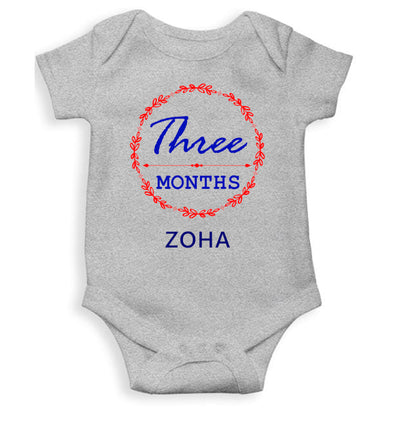Custom Name Three Months Rompers for Baby Girl- FunkyTeesClub