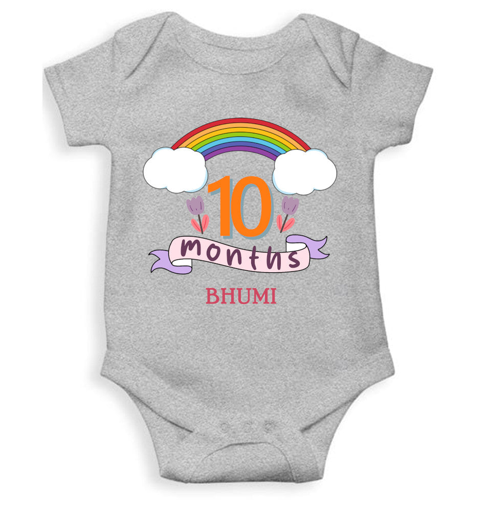 Custom Name Tenth Month Rompers for Baby Girl- FunkyTeesClub