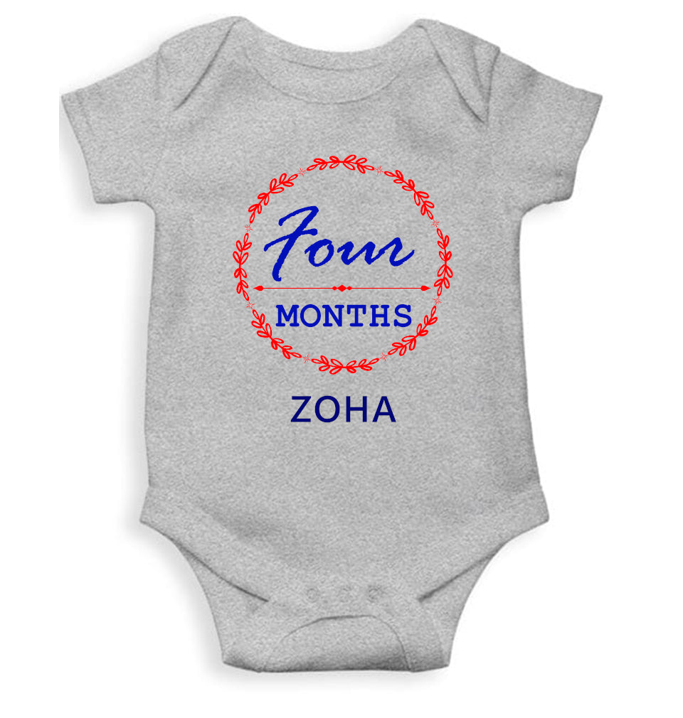 Custom Name Four Months Rompers for Baby Girl- FunkyTeesClub