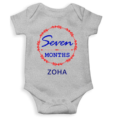 Custom Name Seven Months Rompers for Baby Girl- FunkyTeesClub
