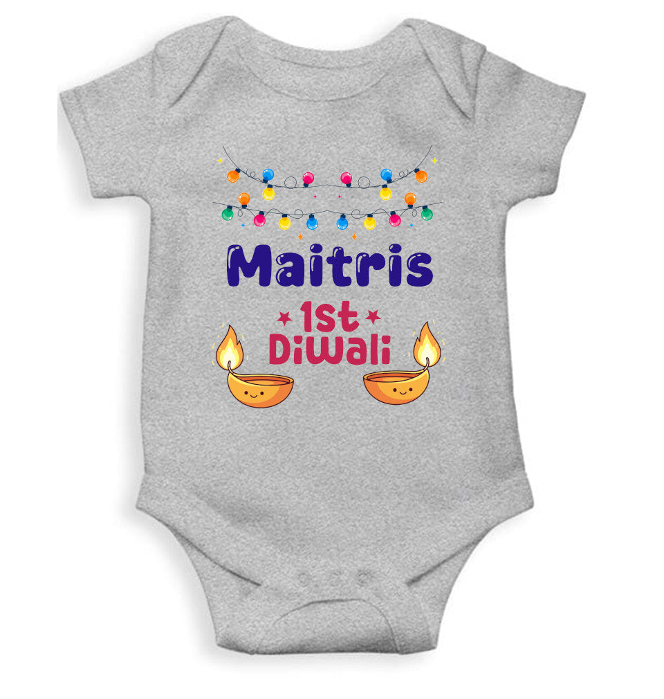 Custom Name First Diwali Diwali Rompers for Baby Girl- FunkyTeesClub