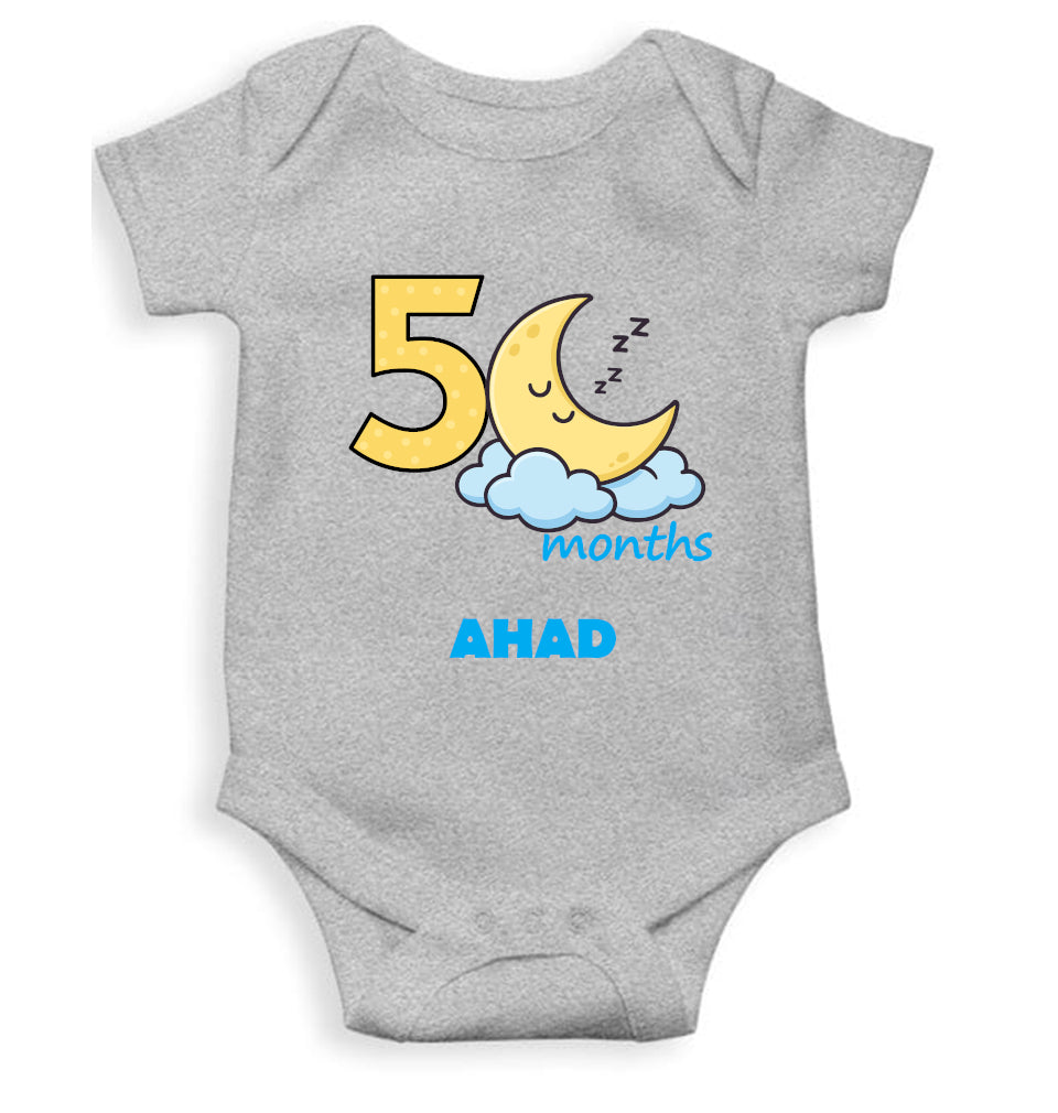 Custom Name Fifth Month Rompers for Baby Boy- FunkyTeesClub