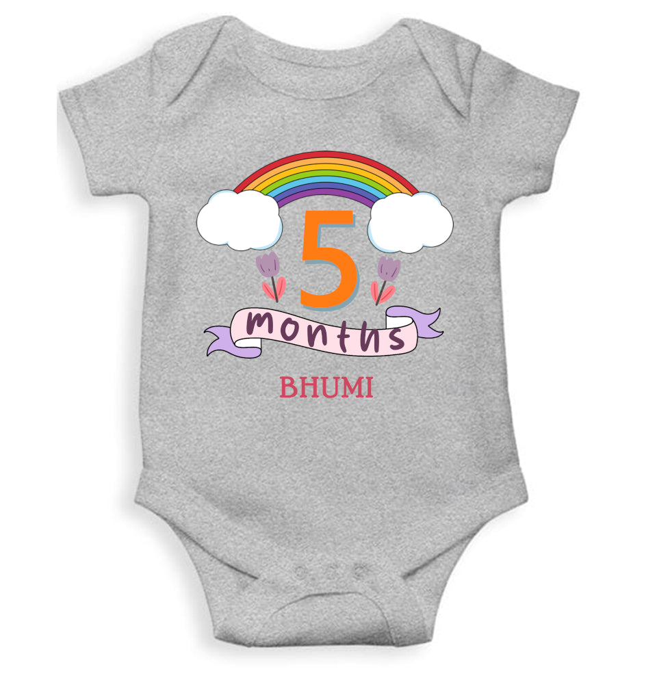 Custom Name Fifth Month Rompers for Baby Girl- FunkyTeesClub