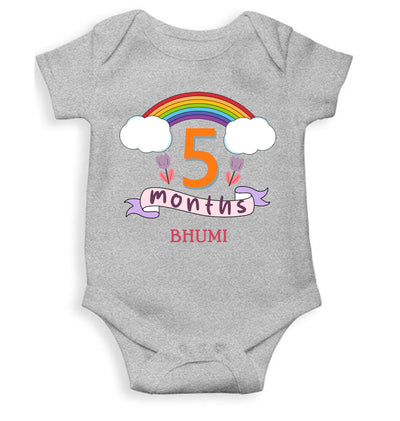 Custom Name Fifth Month Rompers for Baby Girl- FunkyTeesClub