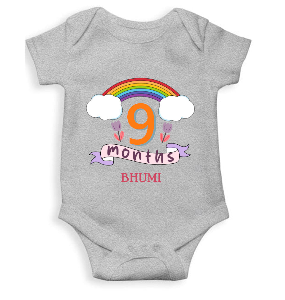 Custom Name Ninth Month Rompers for Baby Girl- FunkyTeesClub