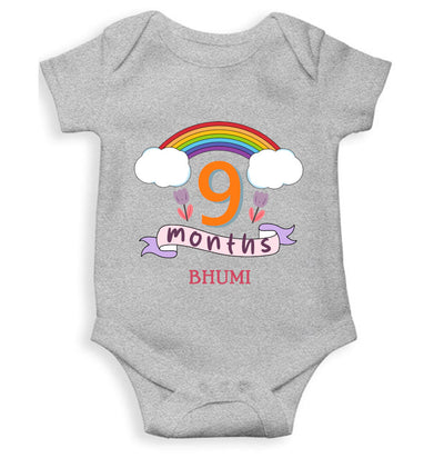 Custom Name Ninth Month Rompers for Baby Girl- FunkyTeesClub