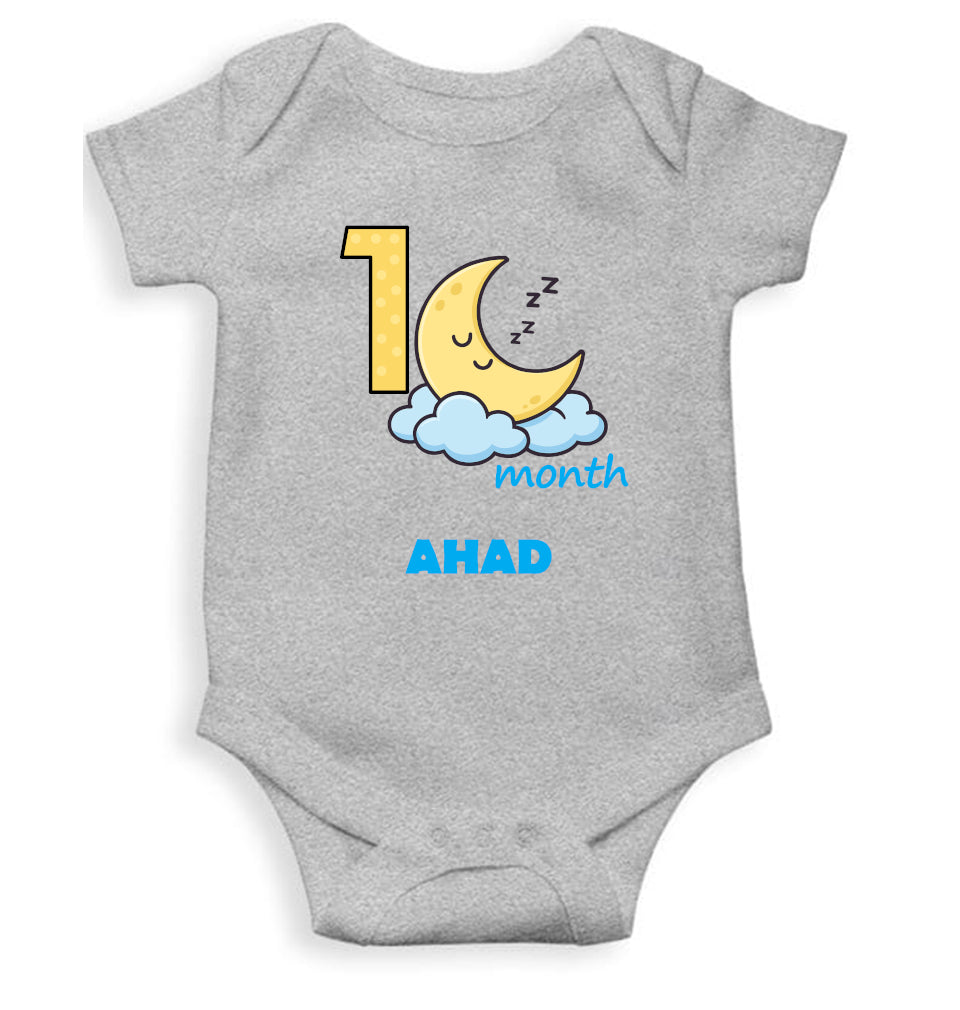 Custom Name First Month Rompers for Baby Boy- FunkyTeesClub