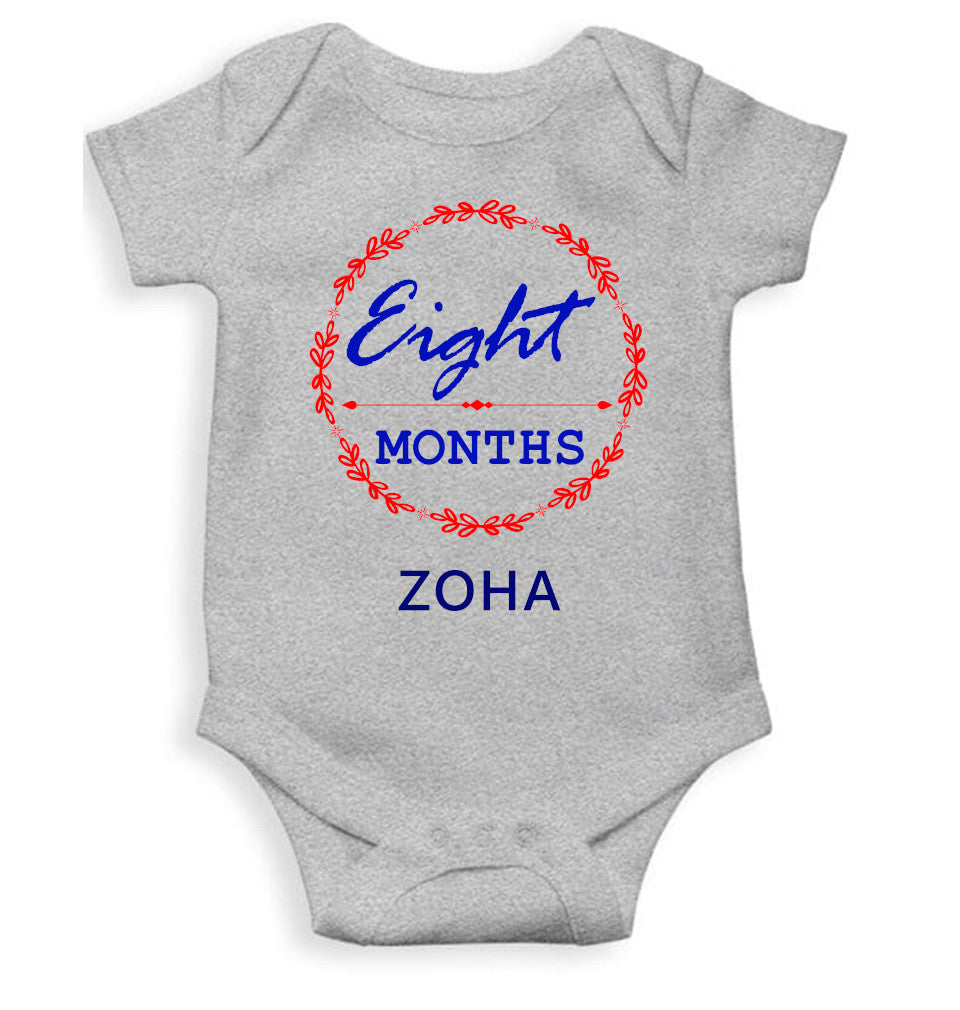 Custom Name Eight Months Rompers for Baby Girl- FunkyTeesClub