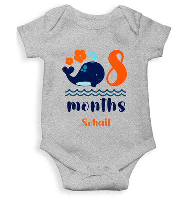 Custom Name Eight Month Rompers for Baby Boy- FunkyTeesClub