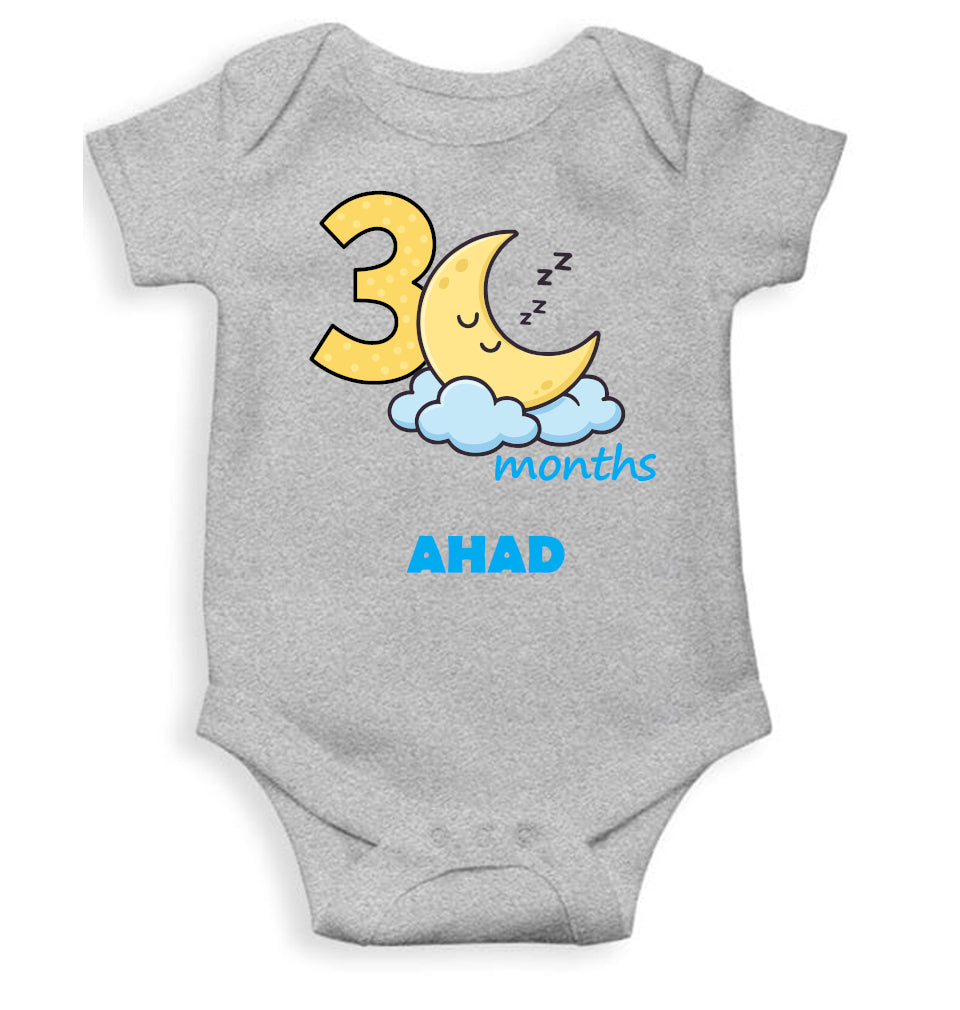 Custom Name Third Month Rompers for Baby Boy- FunkyTeesClub