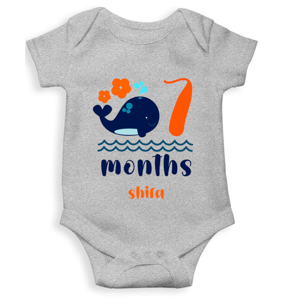 Custom Name Seventh Month Rompers for Baby Girl- FunkyTeesClub