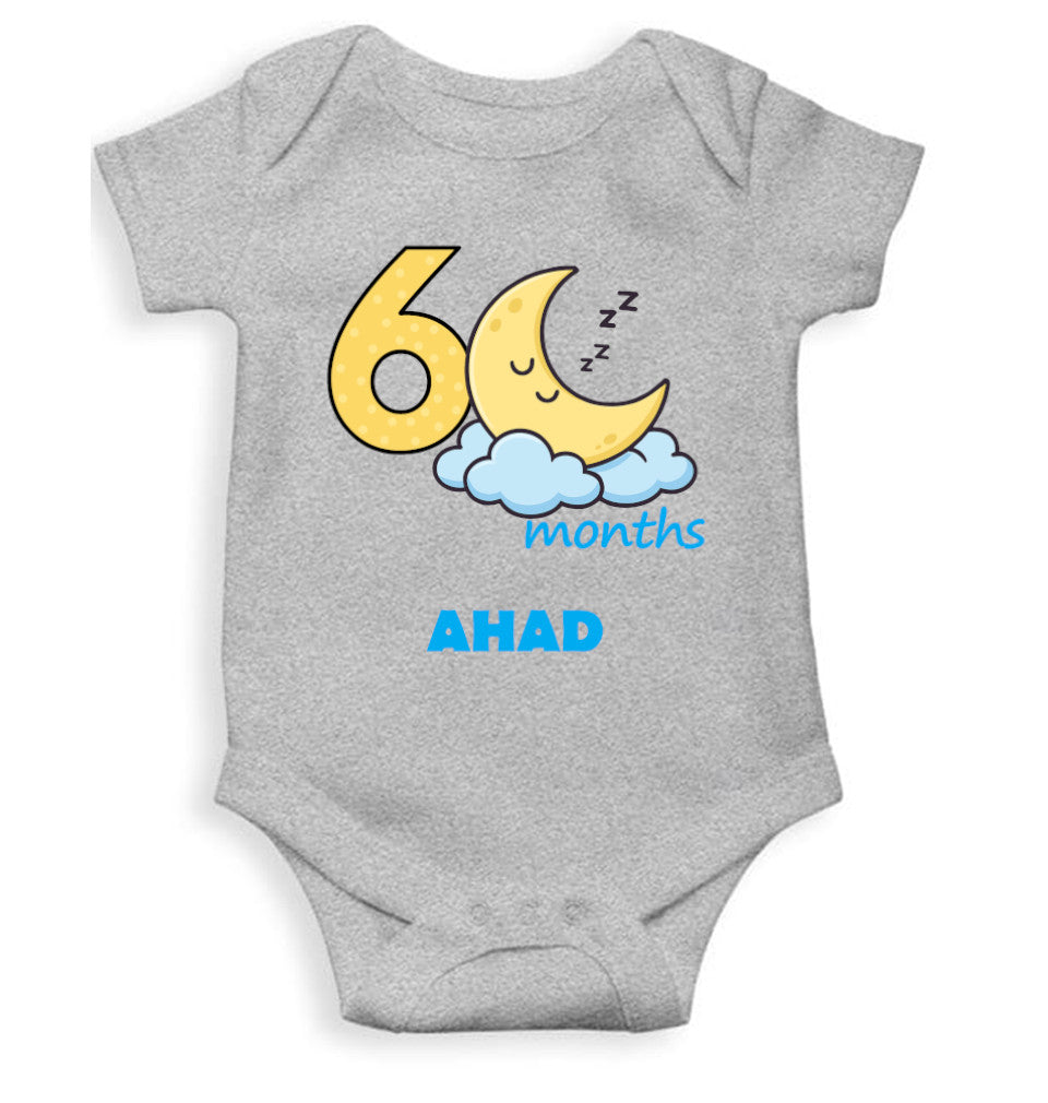 Custom Name Sixth Month Rompers for Baby Boy- FunkyTeesClub