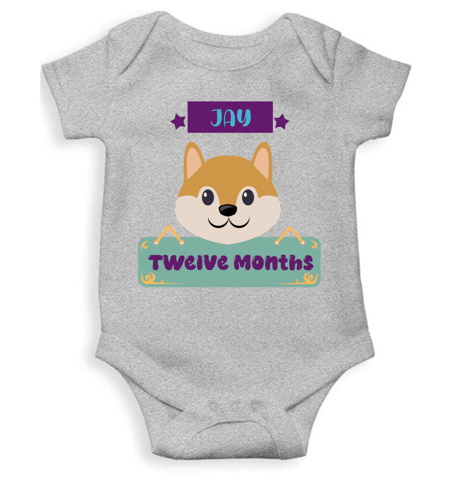 Custom Name Twelve Months Rompers for Baby Boy- FunkyTeesClub