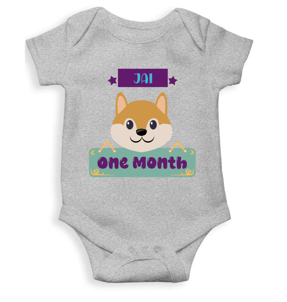 Custom Name One Month Rompers for Baby Boy- FunkyTeesClub