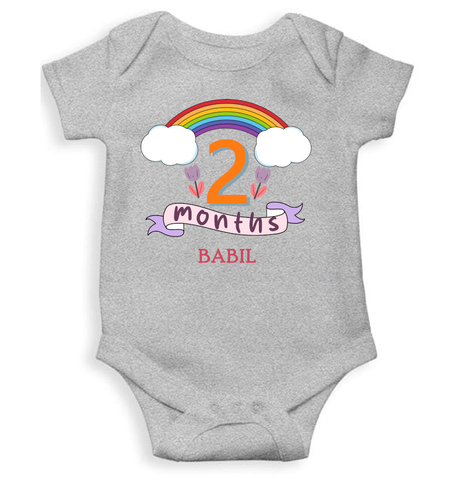 Custom Name Second Month Rompers for Baby Boy- FunkyTeesClub