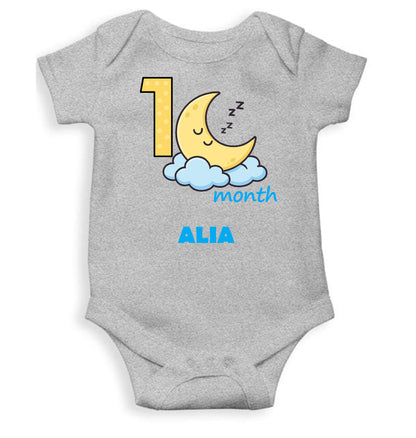Custom Name First Month Rompers for Baby Girl- FunkyTeesClub