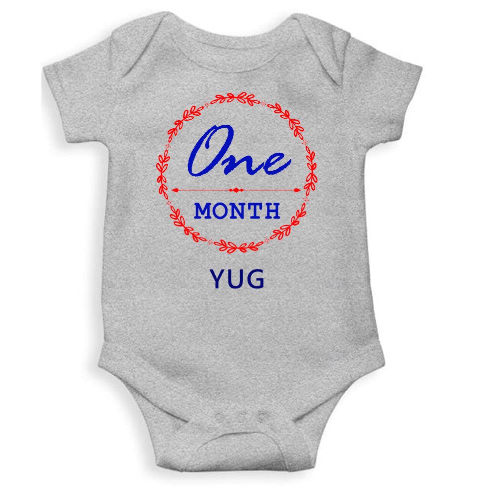 Custom Name One Month Rompers for Baby Boy- FunkyTeesClub
