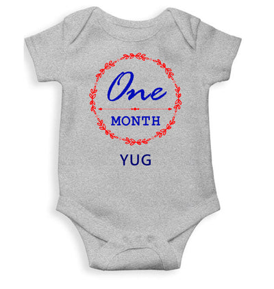 Custom Name One Month Rompers for Baby Boy- FunkyTeesClub