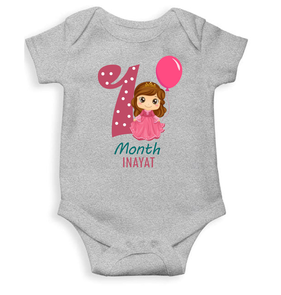 Custom Name First Month Rompers for Baby Girl- FunkyTeesClub