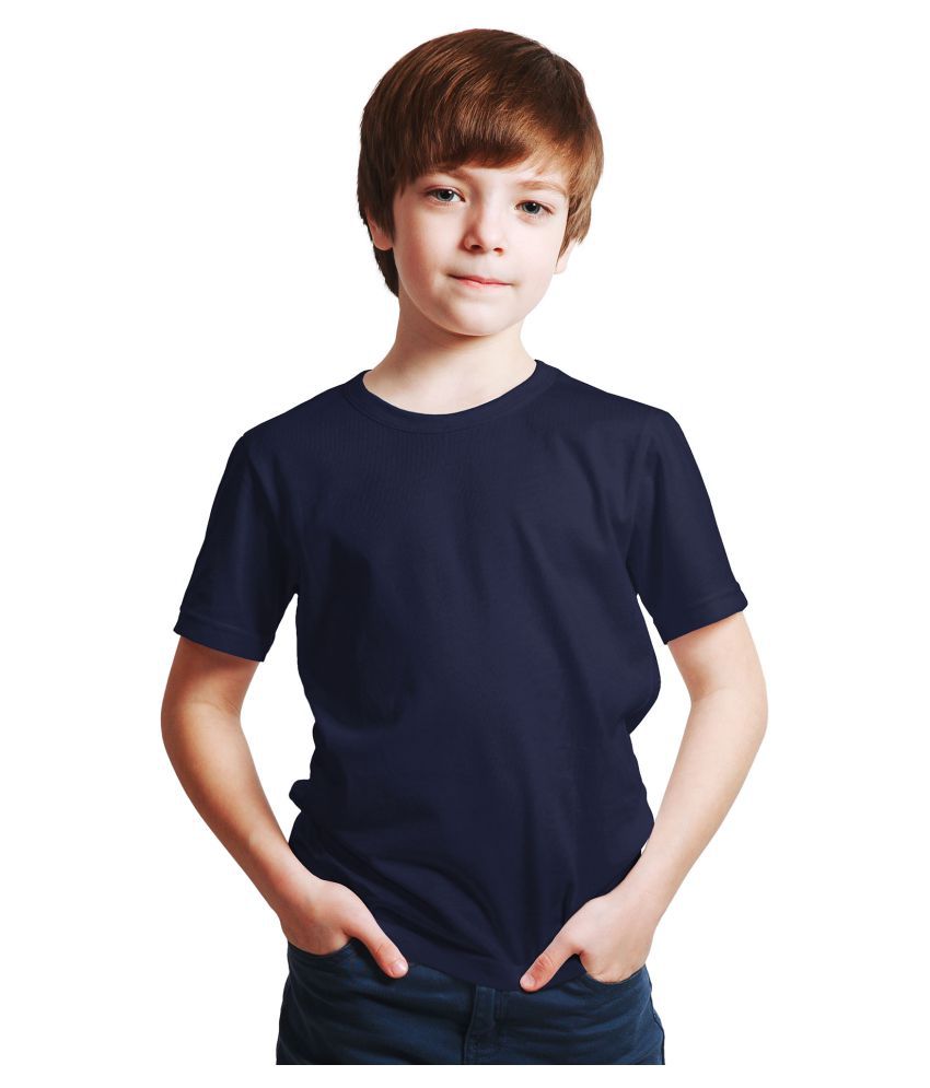 Boy Plain Navy Blue T-Shirt-FunkyTeesClub