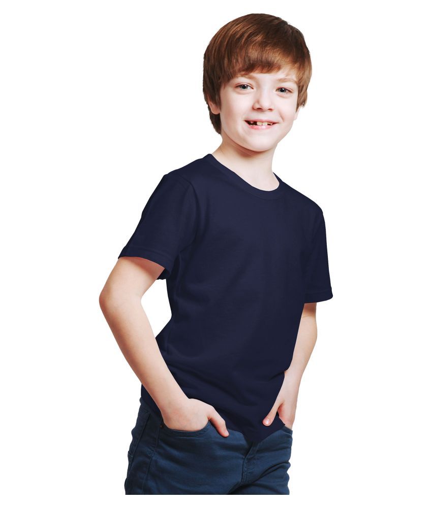 Boy Plain Navy Blue T-Shirt-FunkyTeesClub