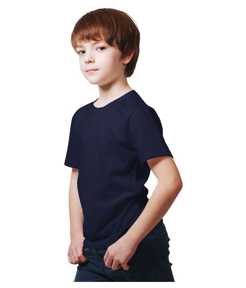 Boy Plain Navy Blue T-Shirt-FunkyTeesClub