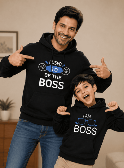 I Used To Be Boss & I Am Boss Father and Son Matching Hoodies- FunkyTeesClub