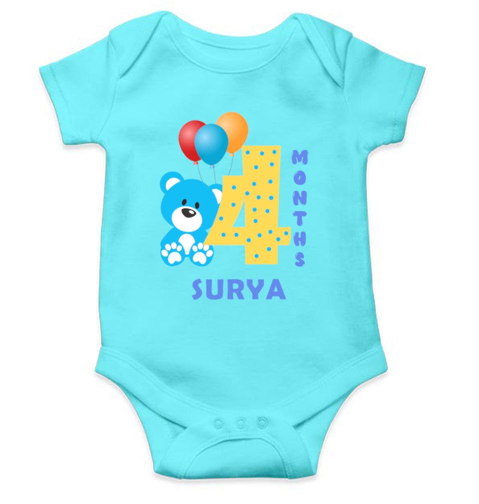 Custom Name Fourth Month Rompers for Baby Boy- FunkyTeesClub