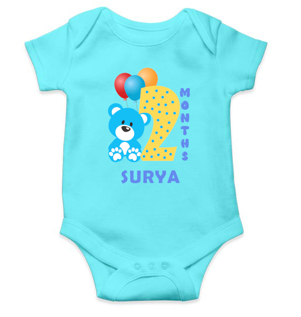 Custom Name Second Month Rompers for Baby Boy- FunkyTeesClub