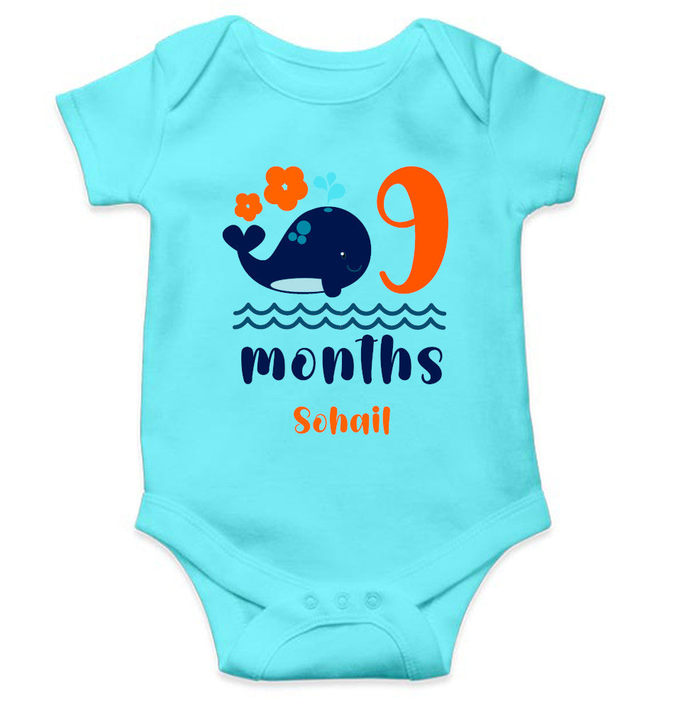Custom Name Ninth Month Rompers for Baby Boy- FunkyTeesClub
