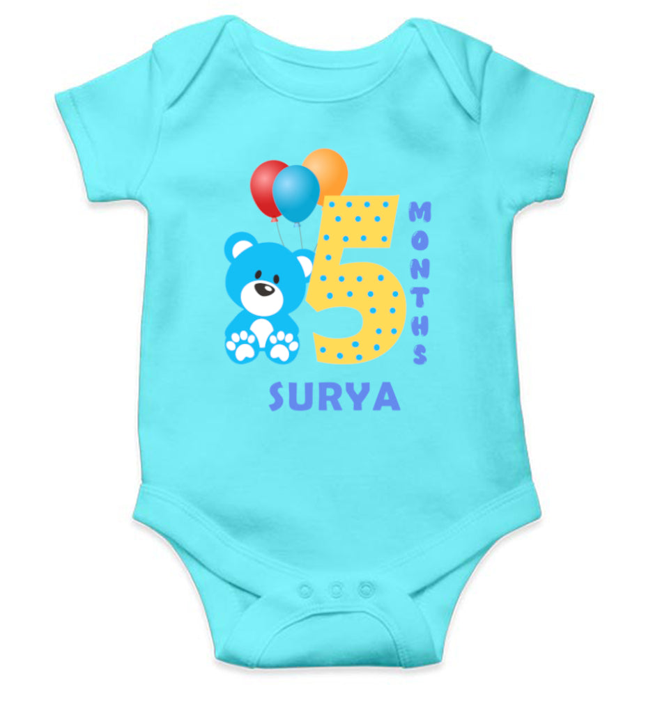 Custom Name Fifth Month Rompers for Baby Boy- FunkyTeesClub
