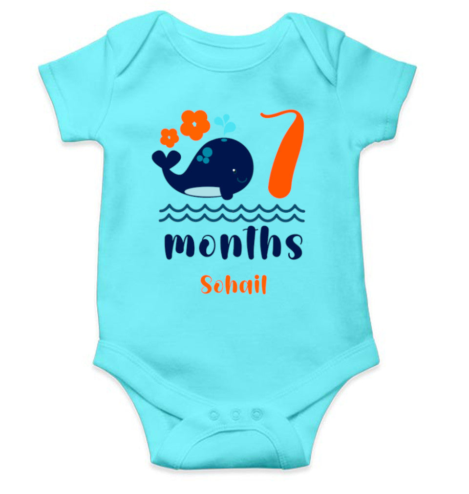 Custom Name Seventh Month Rompers for Baby Boy- FunkyTeesClub