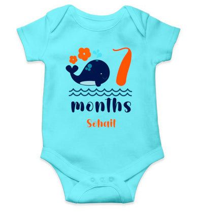 Custom Name Seventh Month Rompers for Baby Boy- FunkyTeesClub