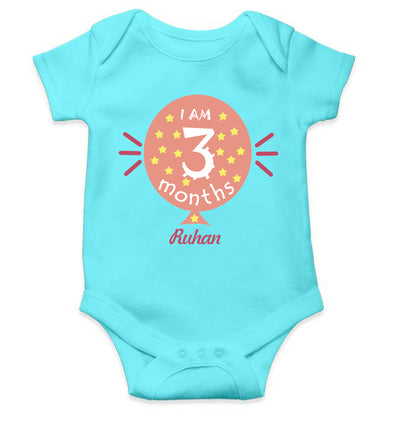 Custom Name I Am Three Month Rompers for Baby Boy- FunkyTeesClub