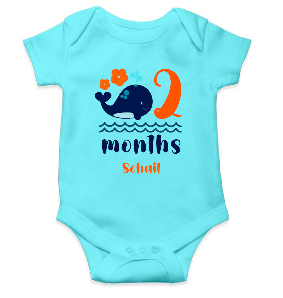 Custom Name Month Two Rompers for Baby Boy- FunkyTeesClub