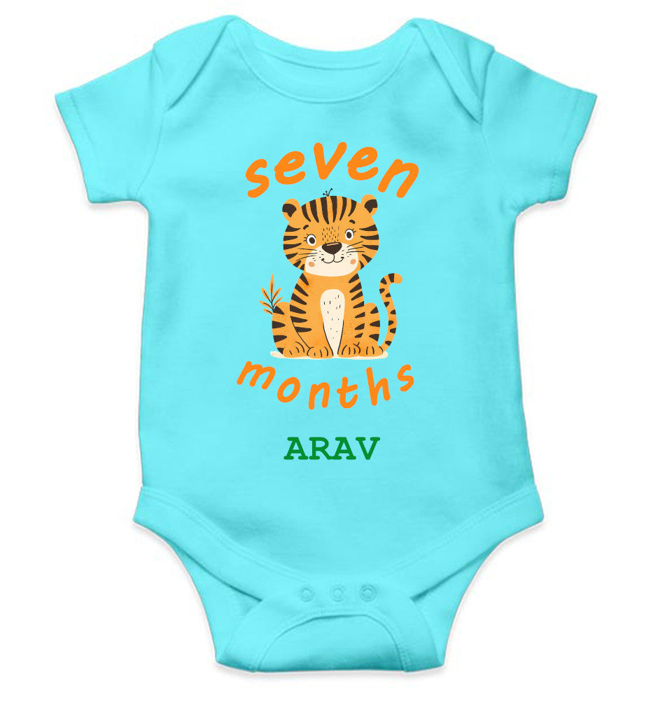 Custom Name Seven Month Rompers for Baby Boy- FunkyTeesClub