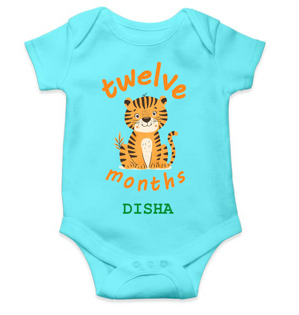 Custom Name Twelve Month Rompers for Baby Girl- FunkyTeesClub