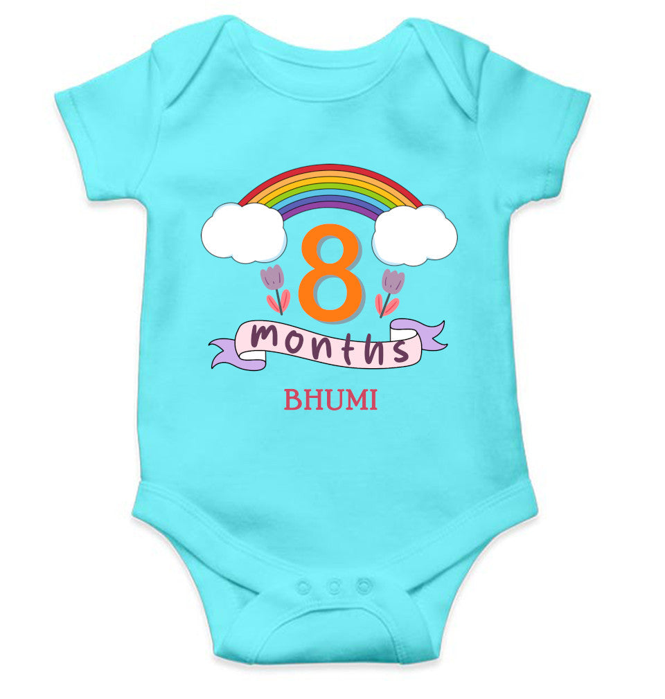 Custom Name Eighth Month Rompers for Baby Girl- FunkyTeesClub