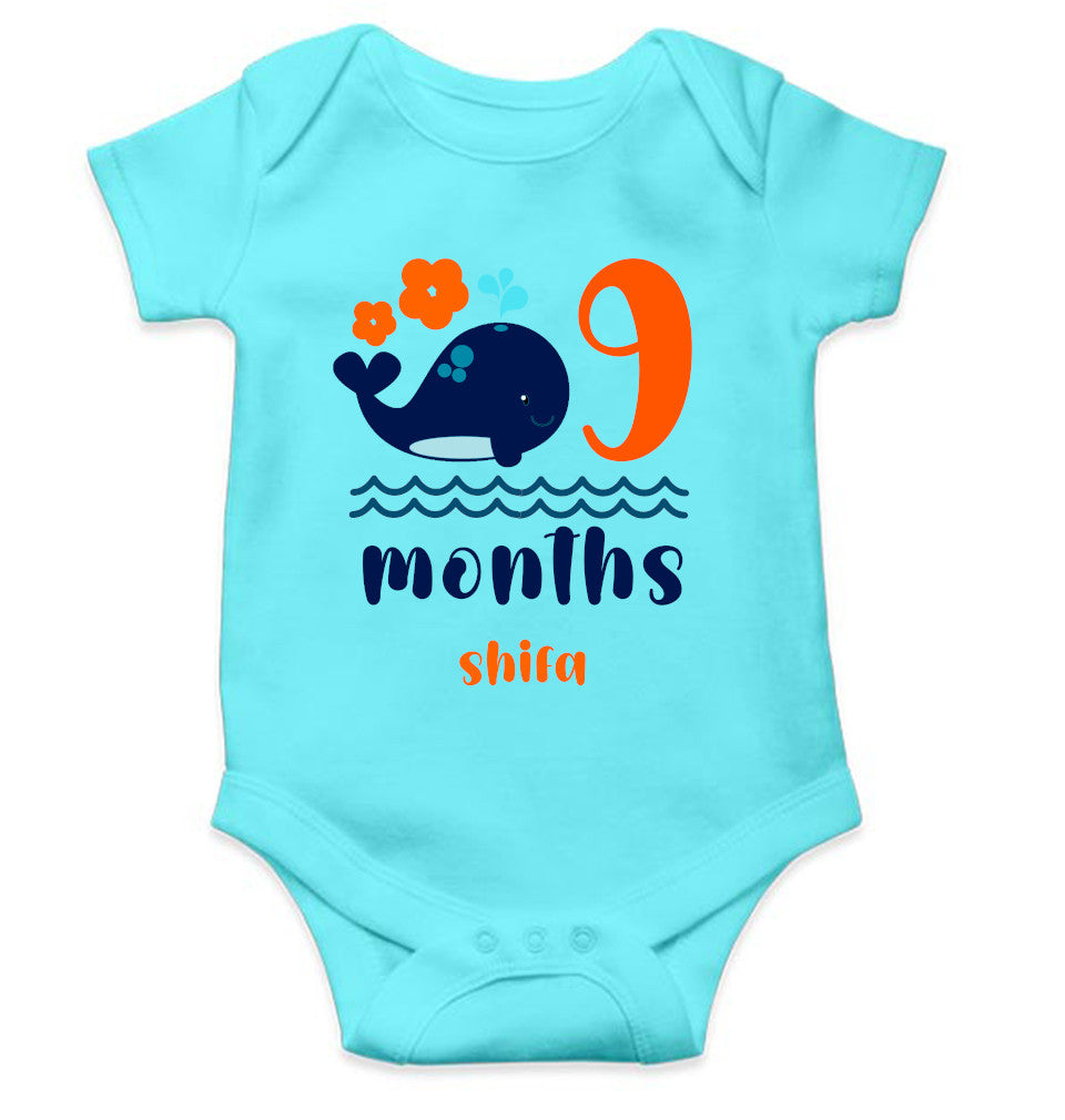 Custom Name Ninth Month Rompers for Baby Girl- FunkyTeesClub