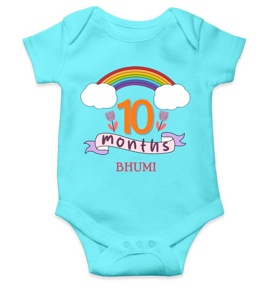 Custom Name Tenth Month Rompers for Baby Girl- FunkyTeesClub