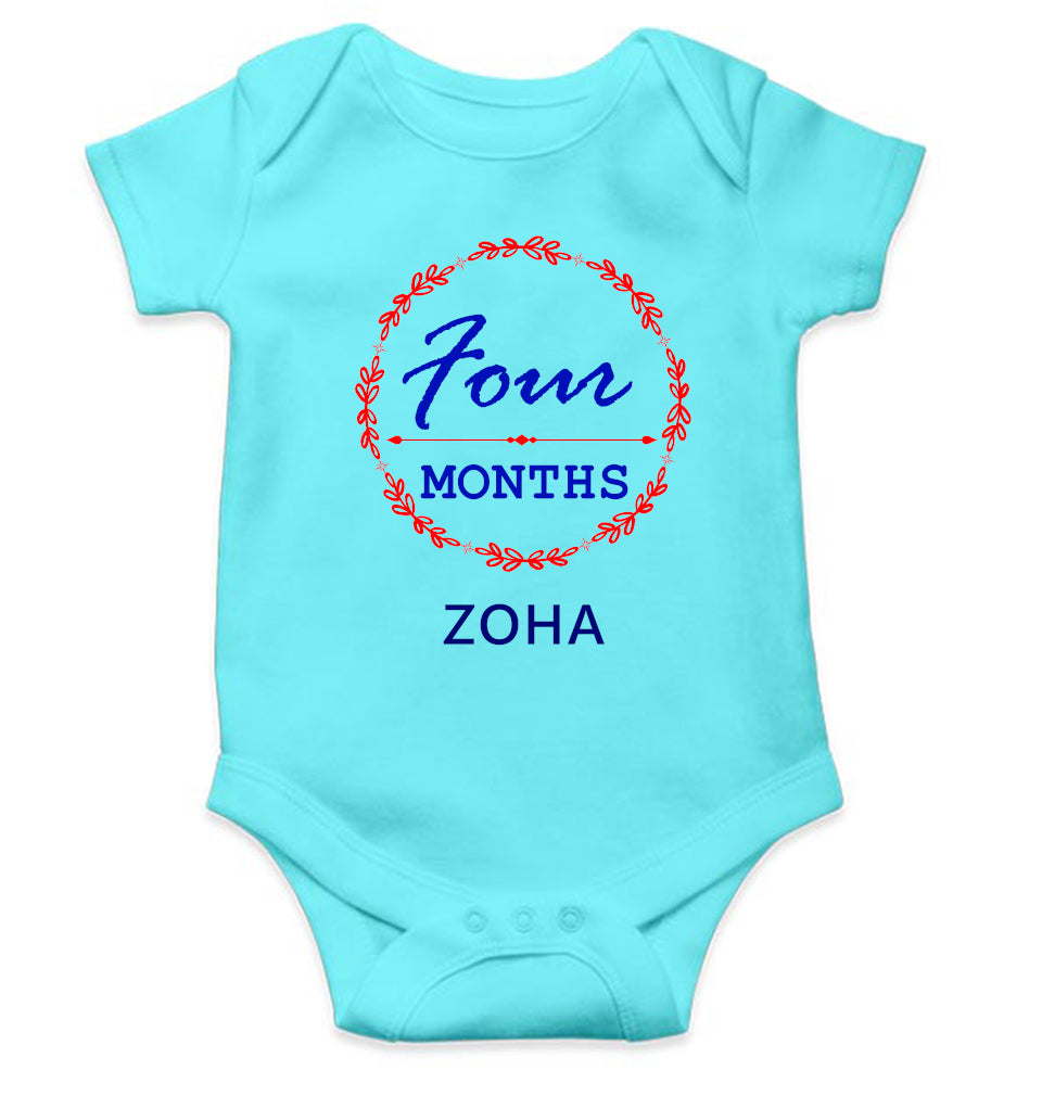 Custom Name Four Months Rompers for Baby Girl- FunkyTeesClub